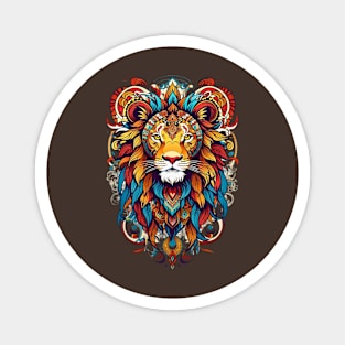 Lion's Head tribal art indigenous retro vintage design Magnet